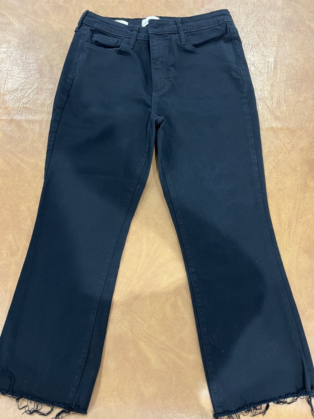 Universal Thread Black Cropped Flare Jeans with Raw Hem